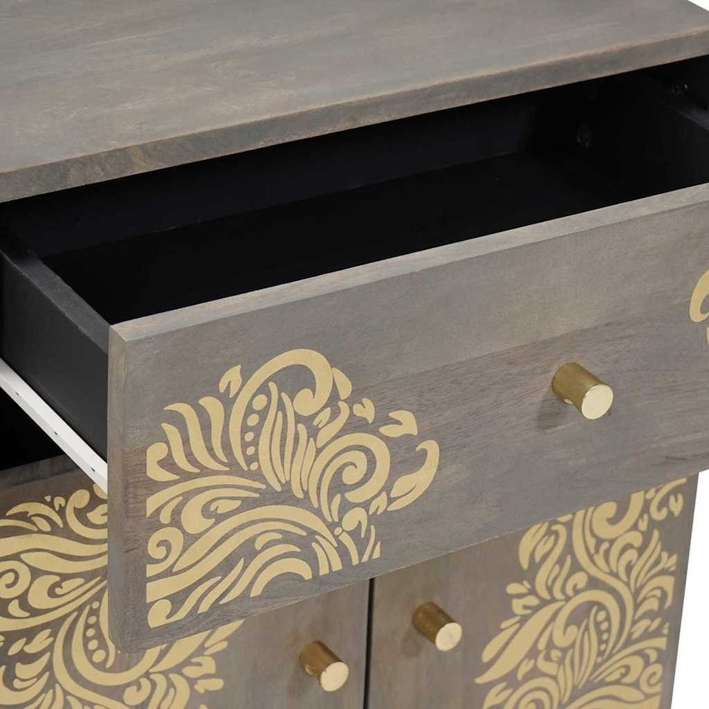 Sängbord med Dörr med låda Grå 50 x 33 x 60 cm Massivt mangoträ