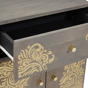 Sängbord med Dörr med låda Grå 50 x 33 x 60 cm Massivt mangoträ