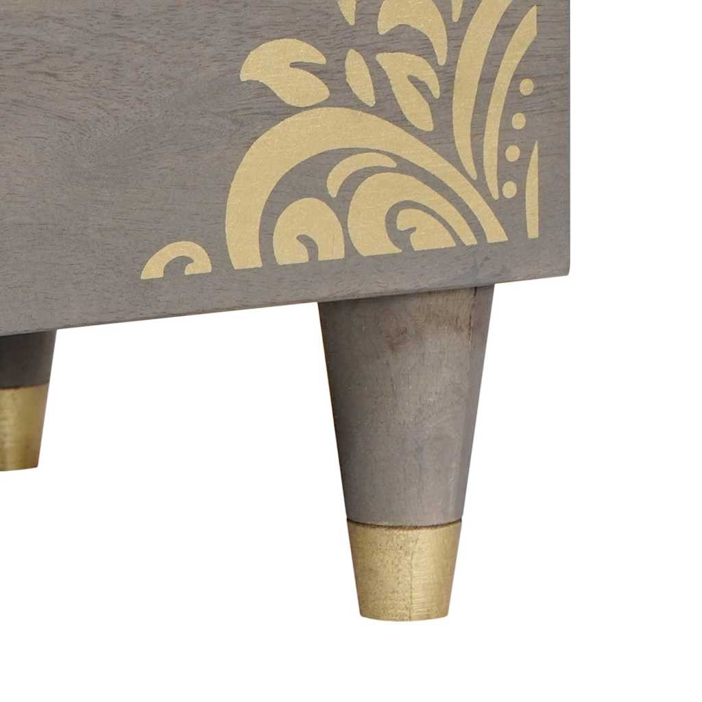 TV-skåp med låda med hylla Grå 80 x 33 x 46 cm Massivt mangoträ