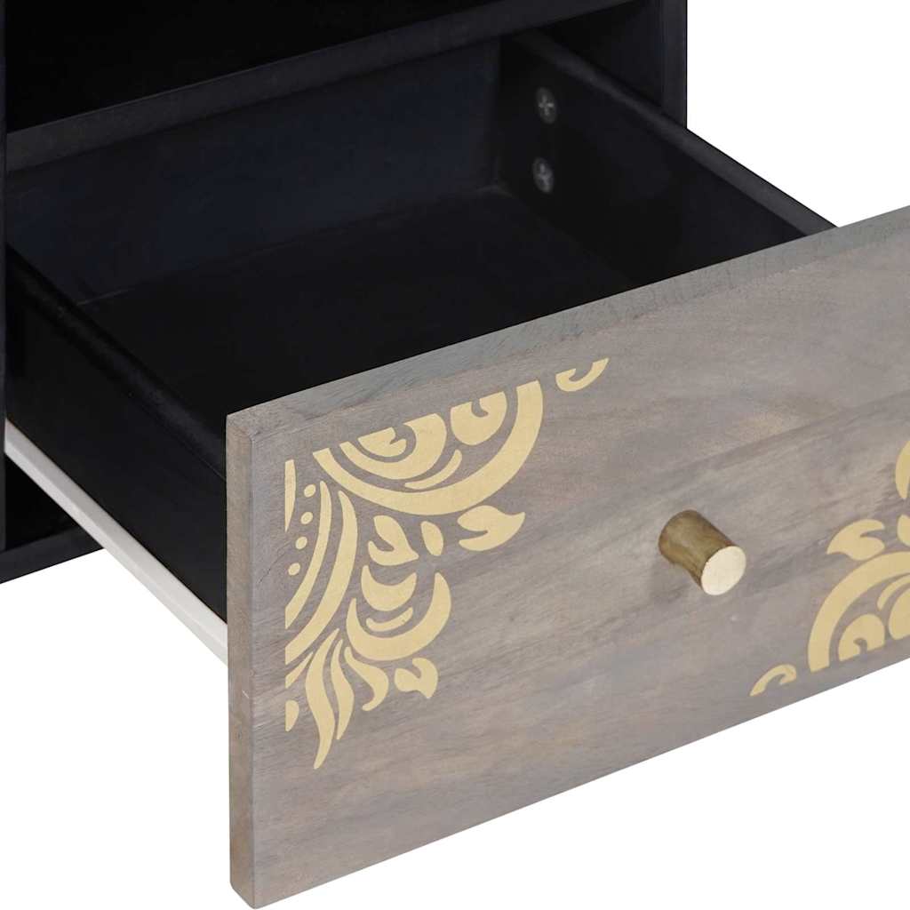 TV-skåp med låda Grå 100 x 33 x 46 cm Massivt mangoträ