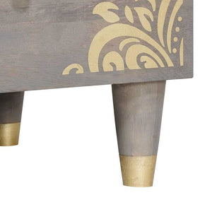 TV-skåp med låda Grå 100 x 33 x 46 cm Massivt mangoträ