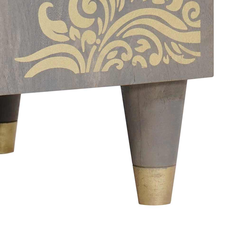 Diskbänksskåp med lagring Grå 62 x 33 x 58 cm Massivt mangoträ