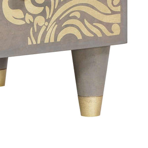 Skåp med låda Grå och Guld 60 x 33 x 100 cm Massivt mangoträ