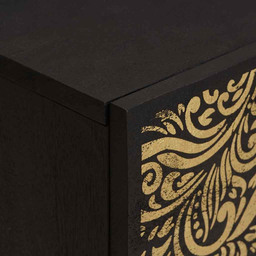 Sängbord med Dörr Svart 40 x 33 x 46 cm Massivt mangoträ