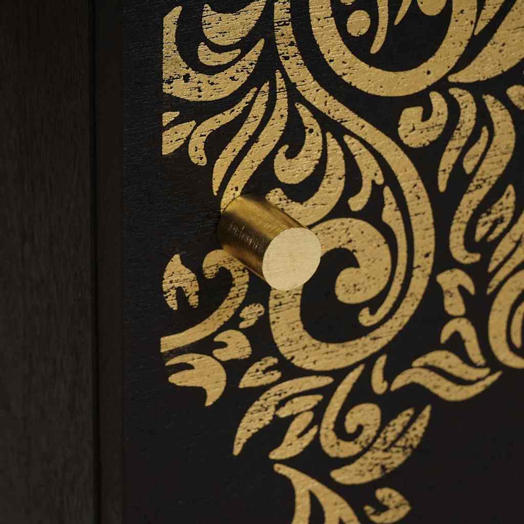 Sängbord med Dörr Svart 40 x 33 x 46 cm Massivt mangoträ