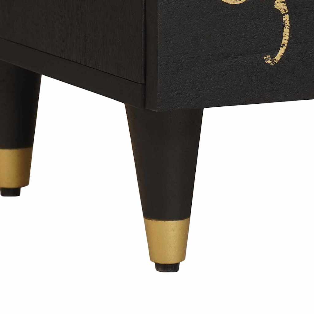 Sängbord med Dörr Svart 40 x 33 x 46 cm Massivt mangoträ