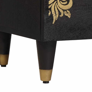 Nattduksbord 2 pcs Svart 40 x 33 x 46 cm Massivt mangoträ