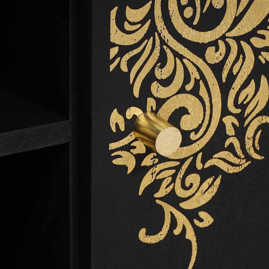 TV-skåp med hylla Svart 105 x 33 x 46 cm Massivt mangoträ