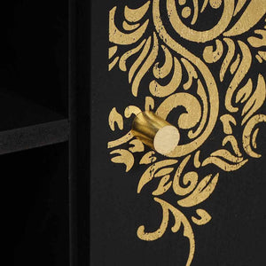 TV-skåp med hylla Svart 105 x 33 x 46 cm Massivt mangoträ