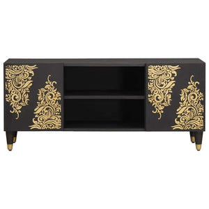 TV-skåp med hylla Svart 105 x 33 x 46 cm Massivt mangoträ
