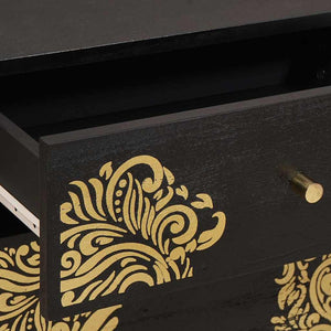 Sängbord med Dörr Svart 50 x 33 x 60 cm Massivt mangoträ