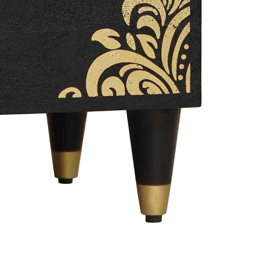 Nattduksbord med låda Svart 50 x 33 x 62 cm Massivt mangoträ