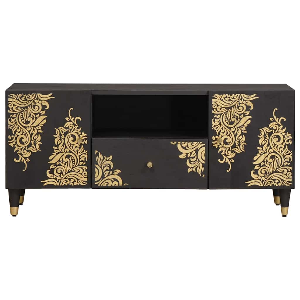 TV-skåp med låda Svart 105 x 33 x 46 cm Massivt mangoträ