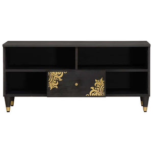 TV-skåp med låda Svart 100 x 33 x 46 cm Massivt mangoträ