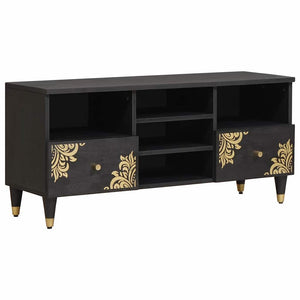 TV-skåp med låda Svart 100 x 33 x 46 cm Massivt mangoträ