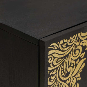 Diskbänksskåp med dörr Svart 62 x 33 x 58 cm Massivt mangoträ