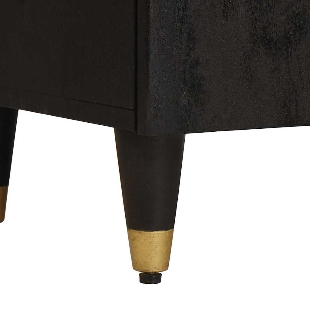 Sideboard med hylla Svart 40 x 33 x 75 cm Massivt mangoträ