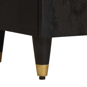 Sideboard med hylla Svart 40 x 33 x 75 cm Massivt mangoträ