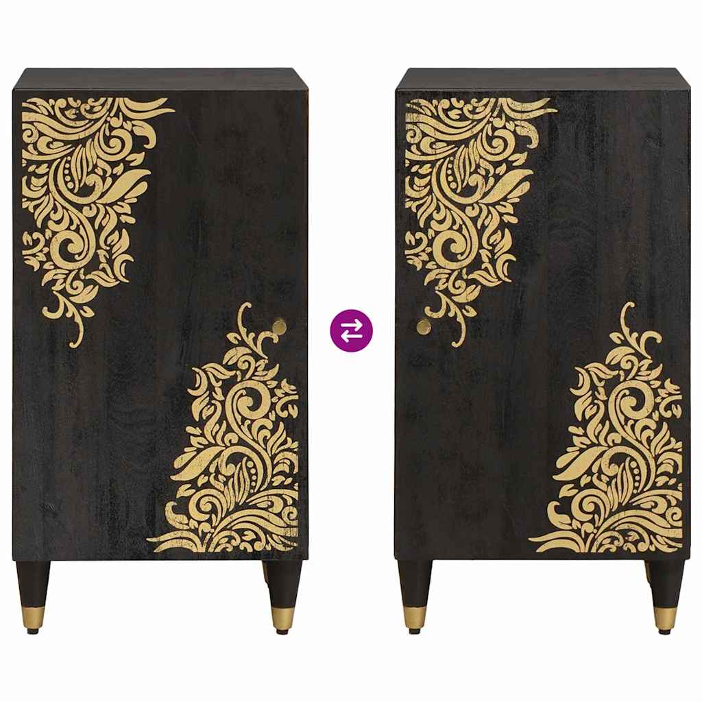 Sideboard med hylla Svart 40 x 33 x 75 cm Massivt mangoträ