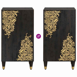 Sideboard med hylla Svart 40 x 33 x 75 cm Massivt mangoträ