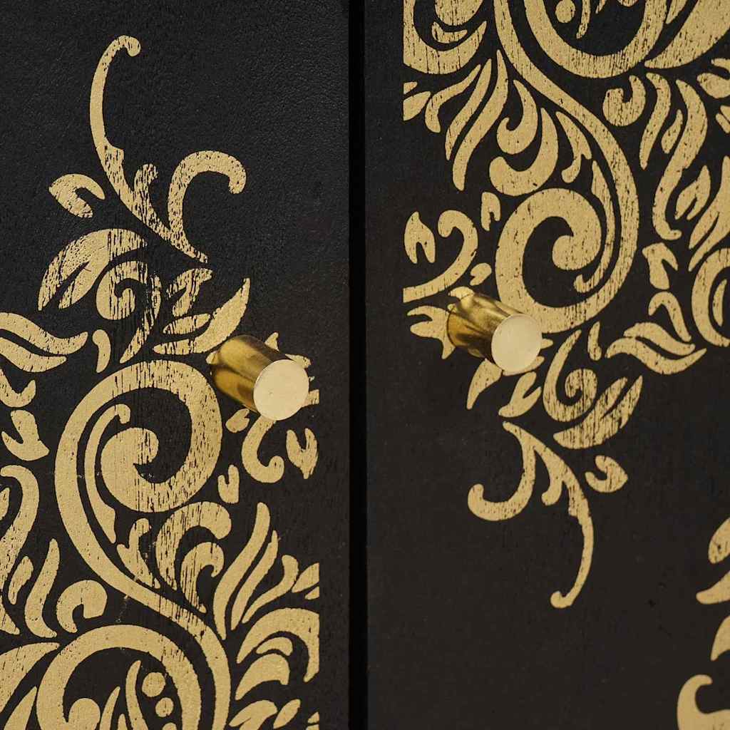 Sideboard med hylla Svart 60 x 33 x 75 cm Massivt mangoträ