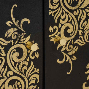 Sideboard med hylla Svart 60 x 33 x 75 cm Massivt mangoträ