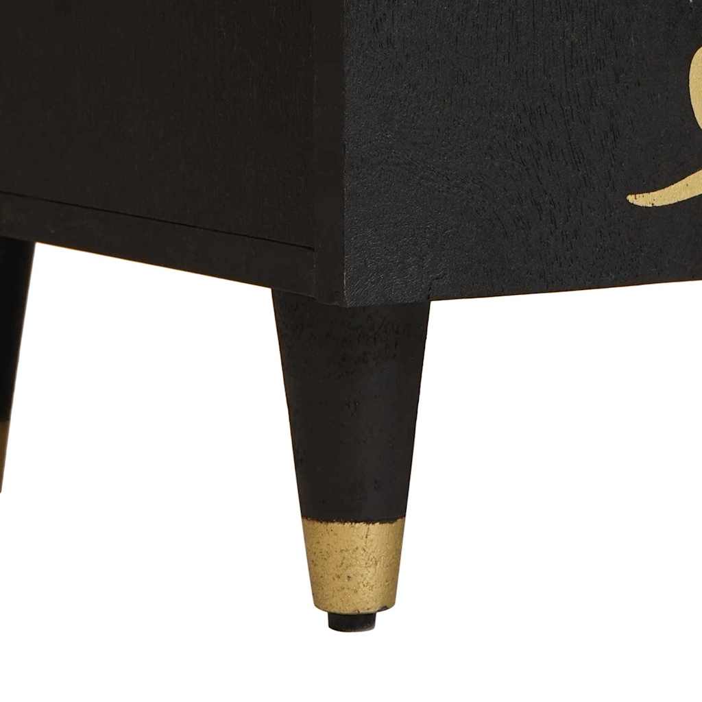 Sideboard med hylla Svart 60 x 33 x 75 cm Massivt mangoträ