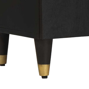 Sideboard med hylla Svart 60 x 33 x 75 cm Massivt mangoträ