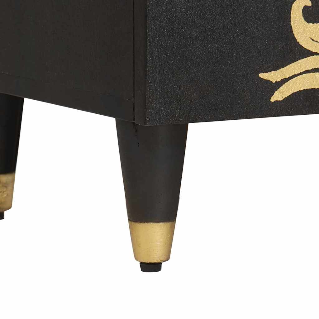 Sideboard med hylla Svart 90 x 33 x 75 cm Massivt mangoträ