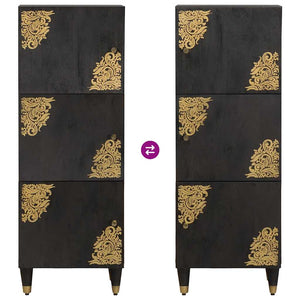 Skåp med hylla med dörr Svart 40 x 33 x 110 cm Massivt mangoträ