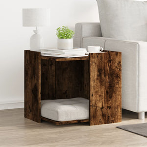 Skåp för kattlåda rökfärgad ek 53x53x51 cm konstruerat trä