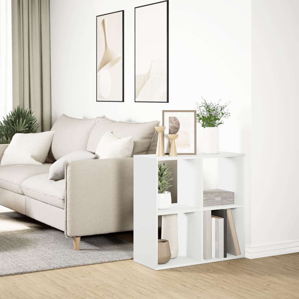 Rumsavdelare bokhylla vit 69,5x29x69,5 cm konstruerat trä