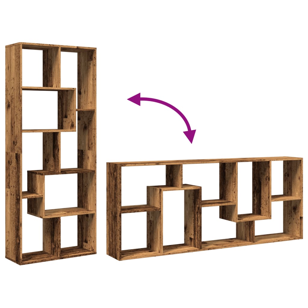 Bokhylla/Rumsavdelare åldrat trä 67x25x161,5 cm konstruerat trä