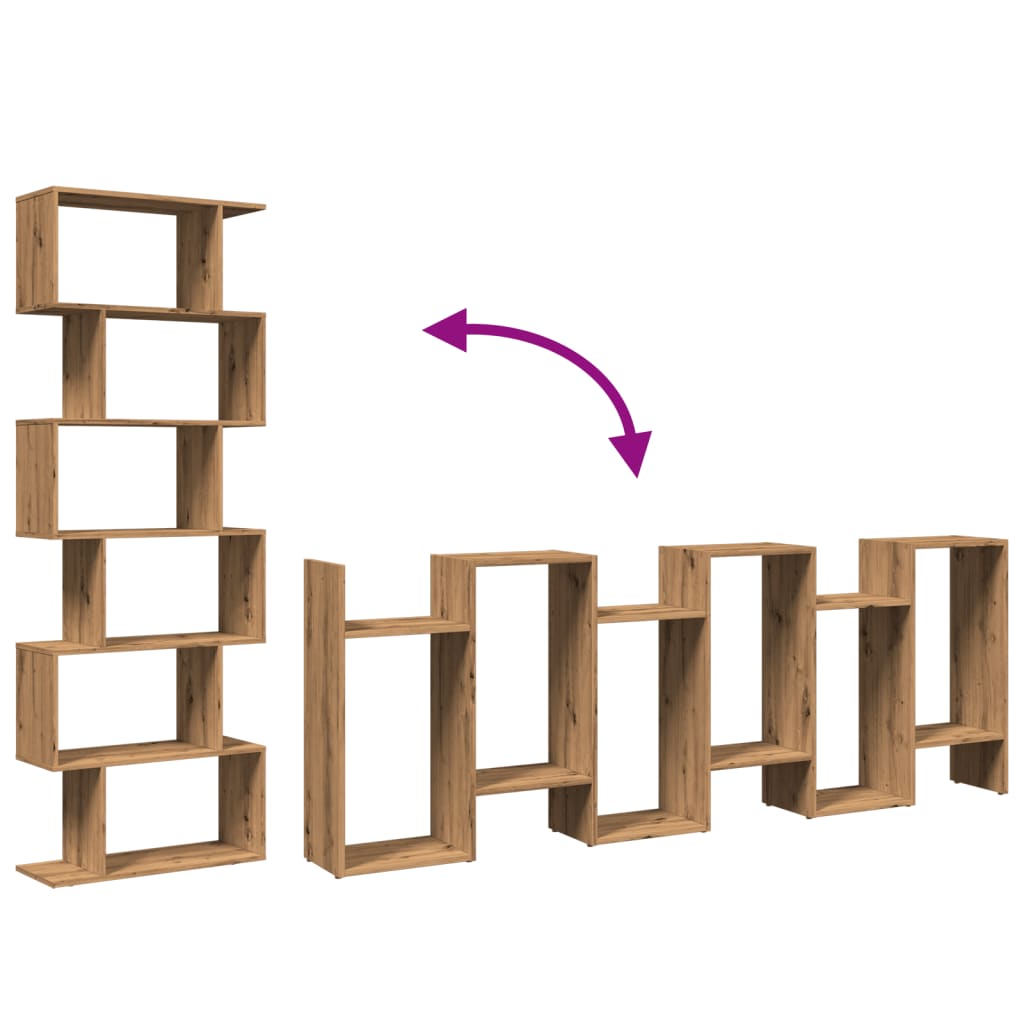Bokhylla/Rumsavdelare 6 hyllor ek 70x24x193 cm konstruerat trä