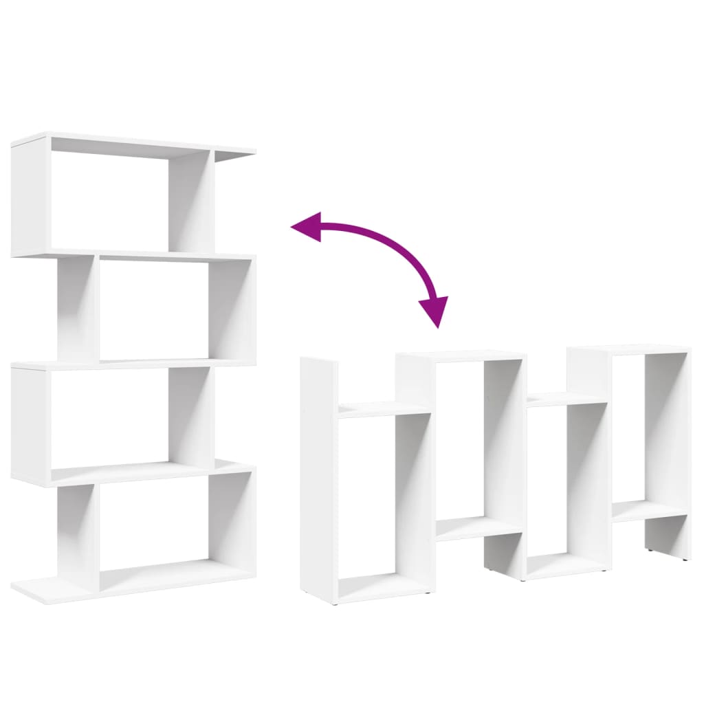 Rumsavdelare bokhylla 4 våningar vit 70x24x129 cm konstruerat trä