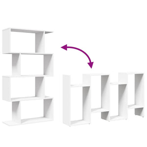 Rumsavdelare bokhylla 4 våningar vit 70x24x129 cm konstruerat trä