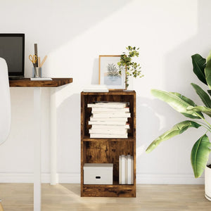 Bokhylla rökfärgad ek 40x24x76 cm konstruerat trä