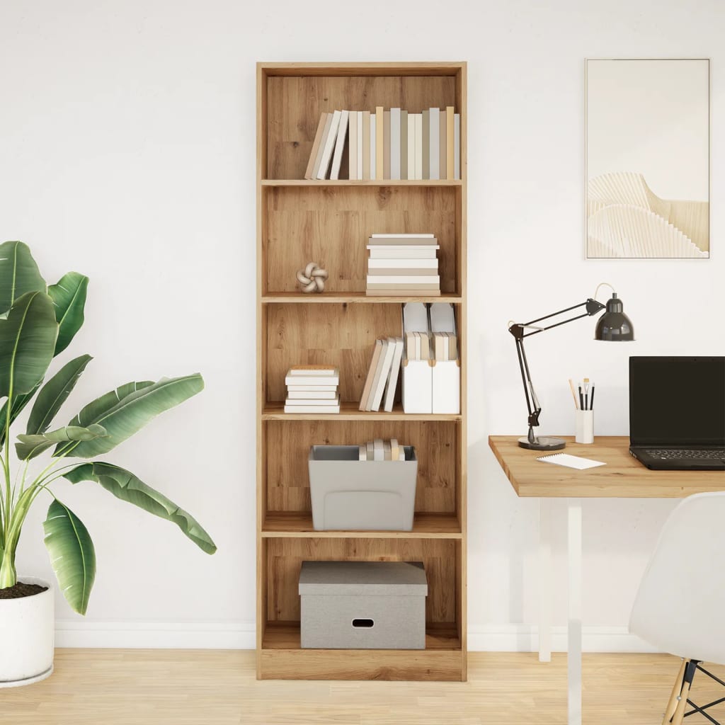 Bokhylla hantverksmässig ek 60x24x176 cm konstruerat trä