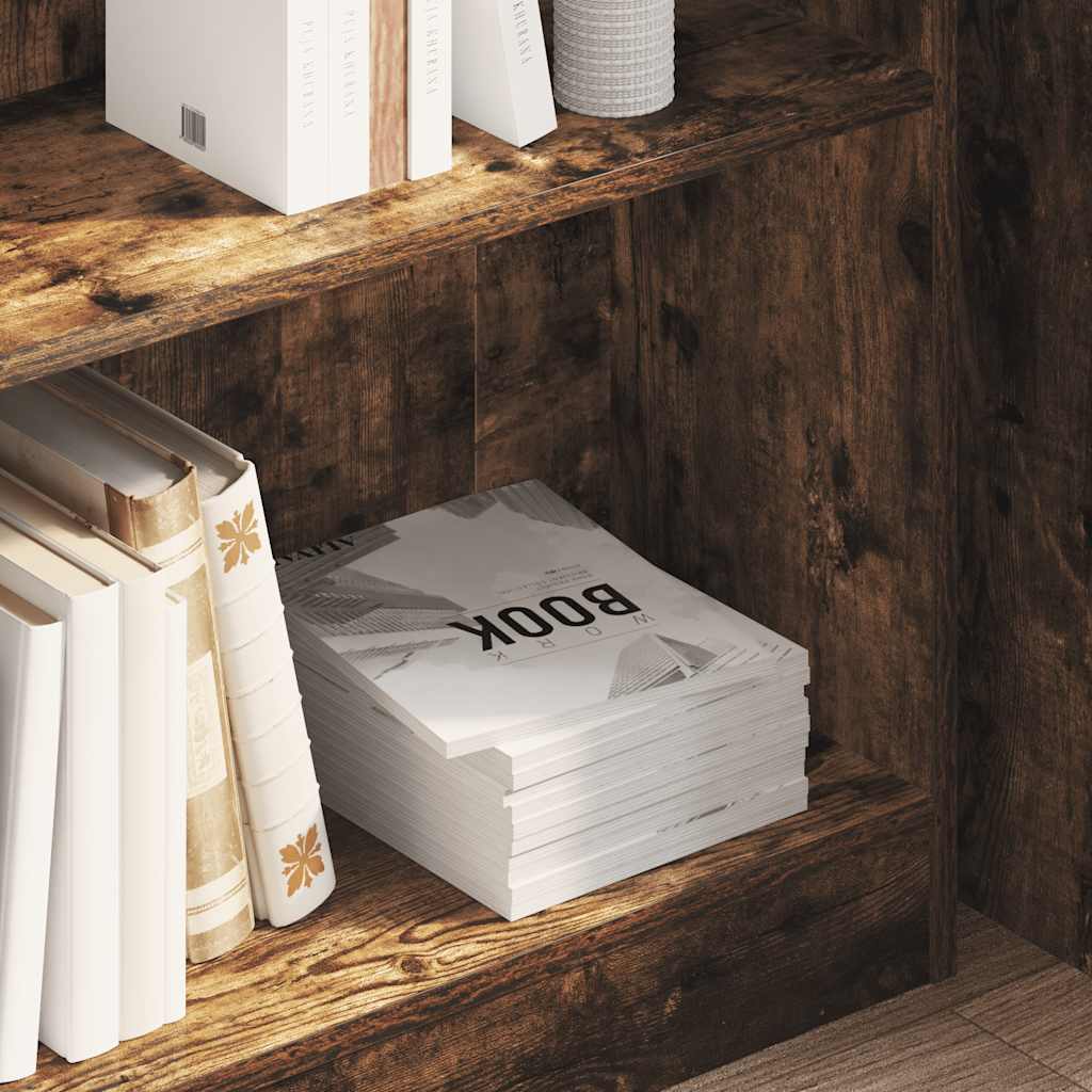 Bokhylla rökfärgad ek 80x24x76 cm konstruerat trä