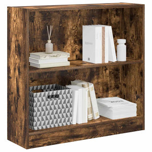 Bokhylla rökfärgad ek 80x24x76 cm konstruerat trä