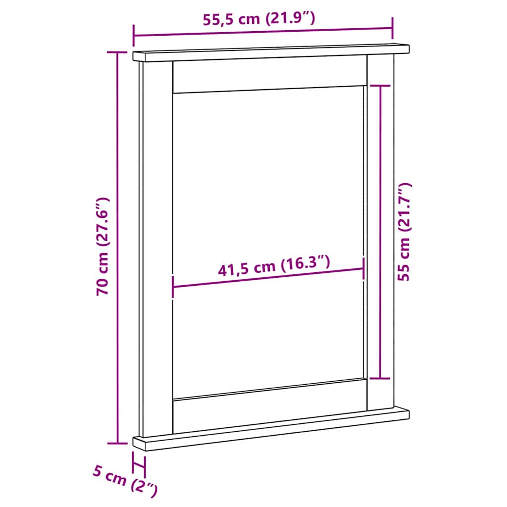 Spegel med spegel VIGO Honung brun 55,5 x 5 x 70 cm Massiv furu
