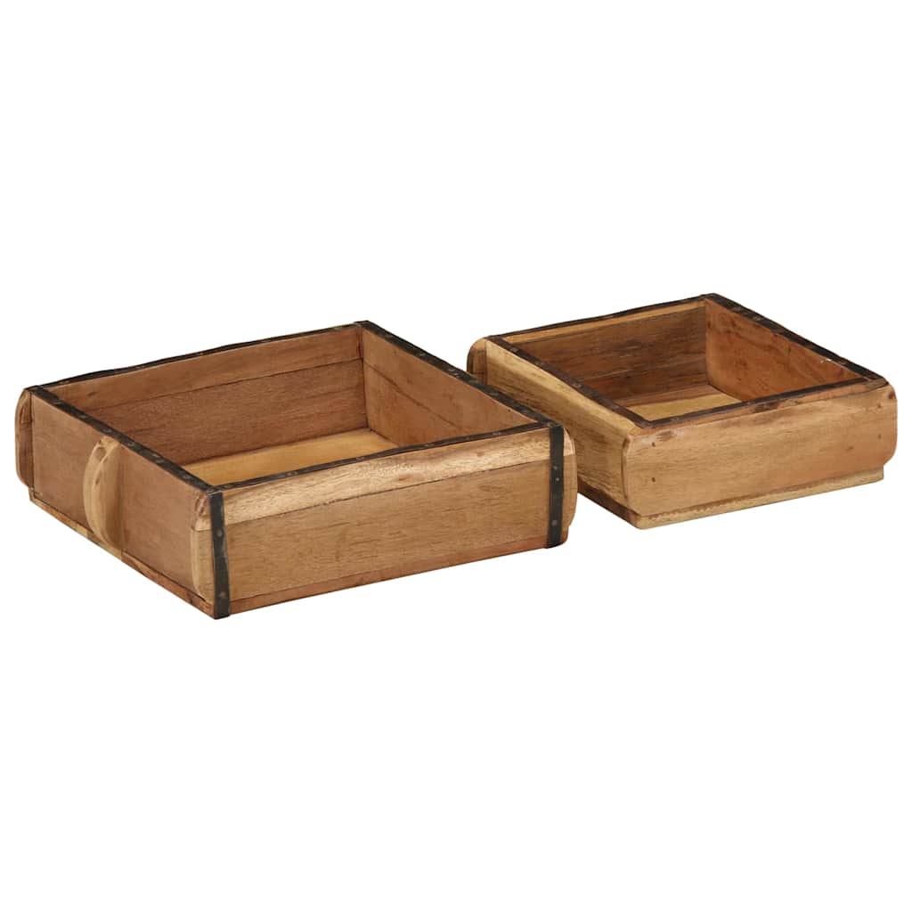 Bricka 2 pcs Brun 29 x 31 x 10 cm Solid återvunnen trä