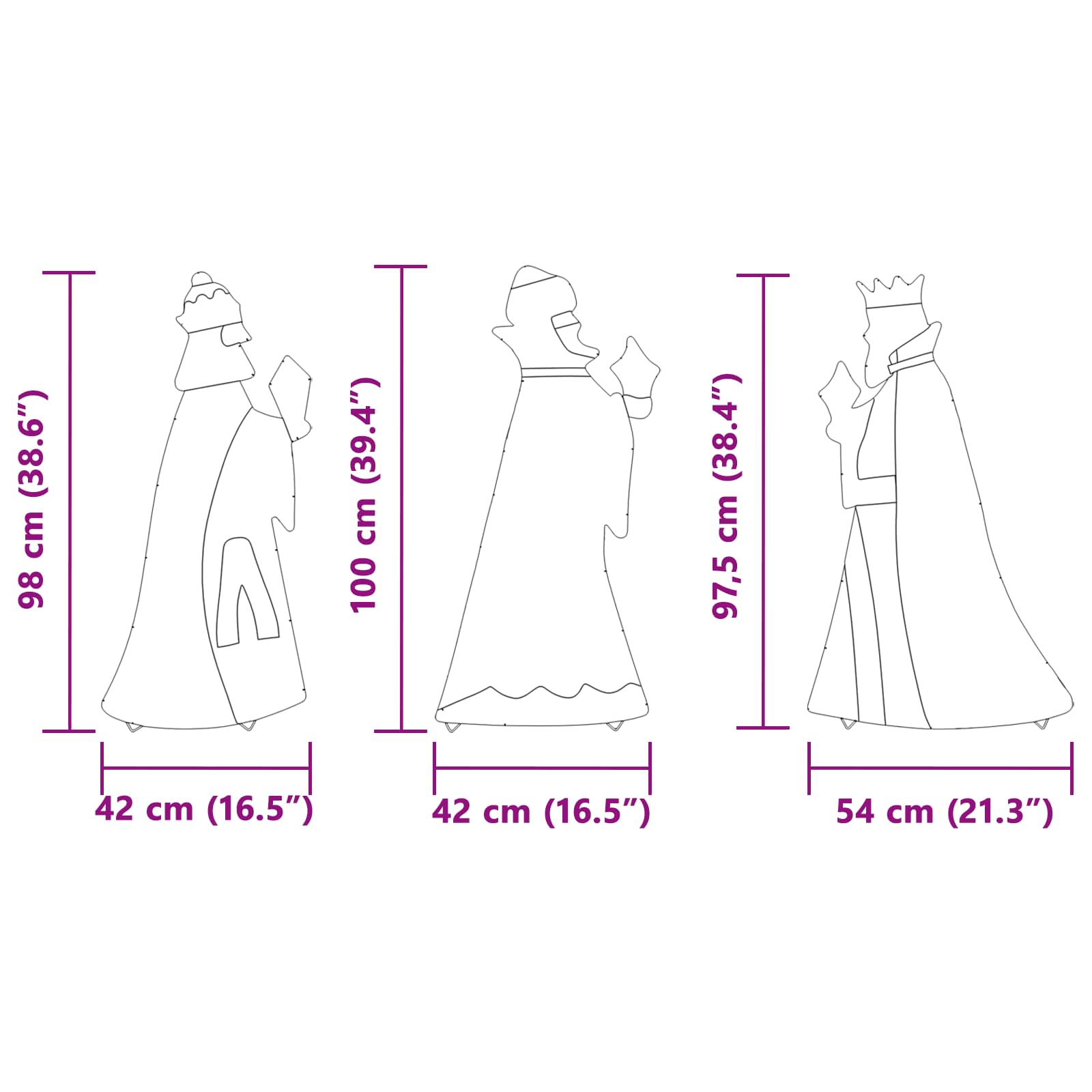 Julbelysning 3 pcs Varmvit 105 cm tyg