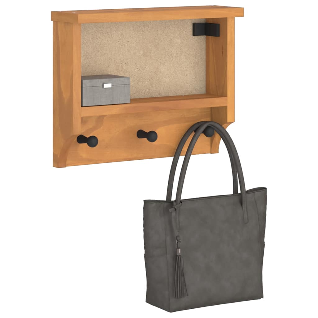 Vägghängd klädhängare SANDNES 45x12x35 cm massiv trä furu
