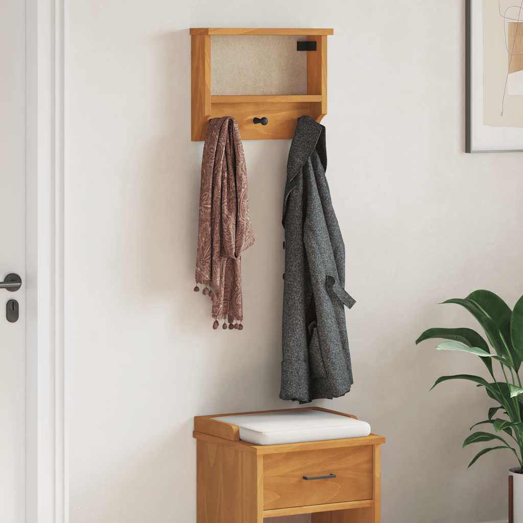 Vägghängd klädhängare SANDNES 45x12x35 cm massiv trä furu
