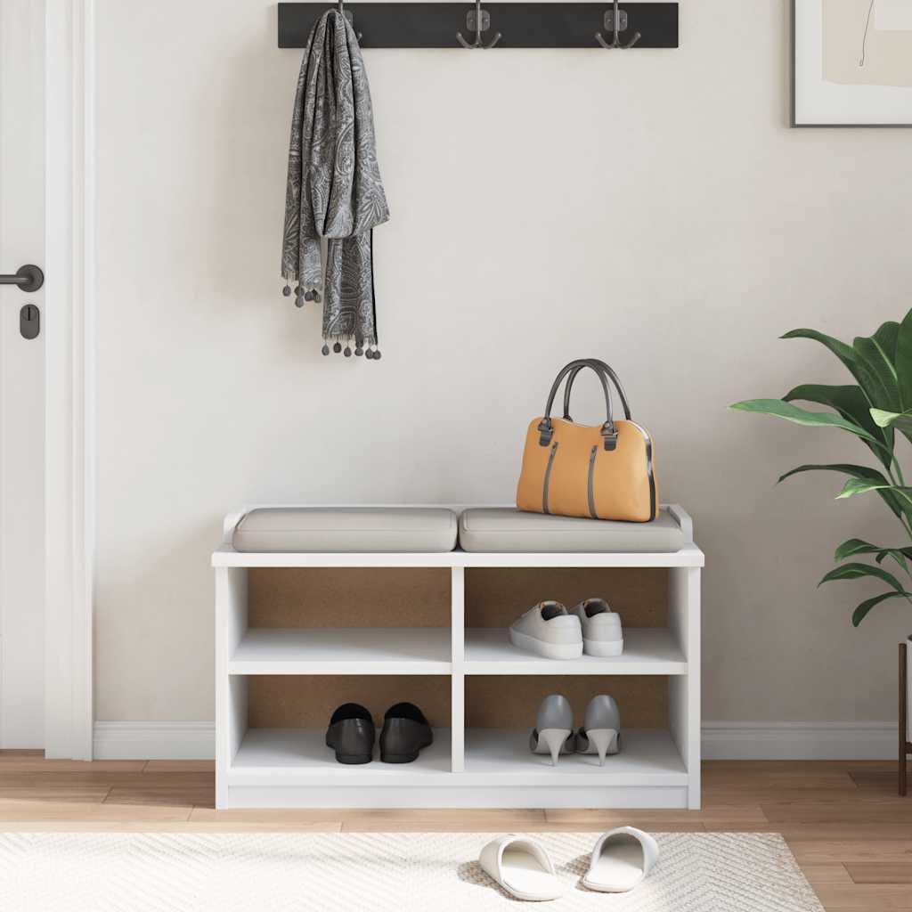Hallbänk SANDNES vit 87x40x50 cm massiv trä furu