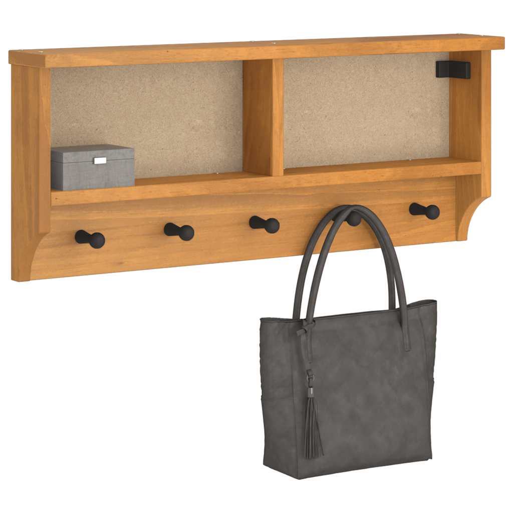 Vägghängd klädhängare SANDNES 87x12x35 cm massiv trä furu