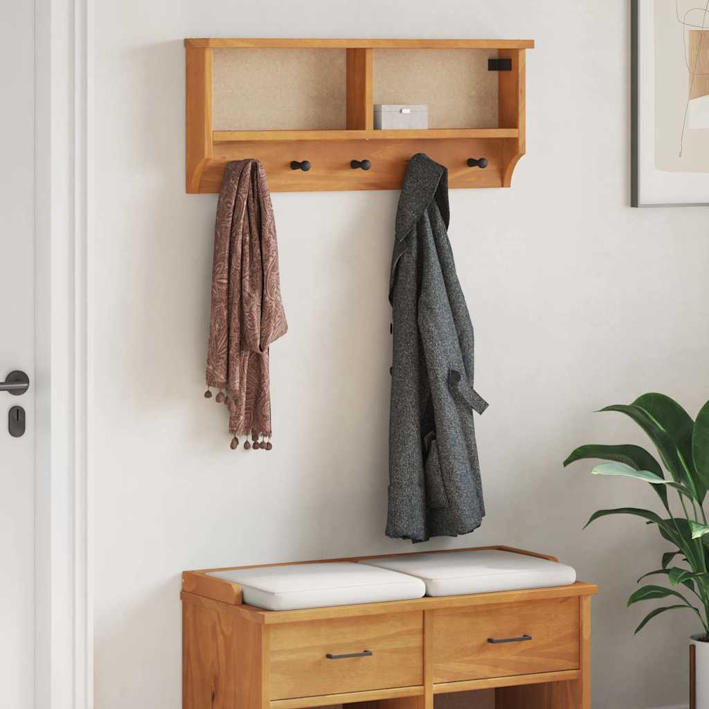 Vägghängd klädhängare SANDNES 87x12x35 cm massiv trä furu