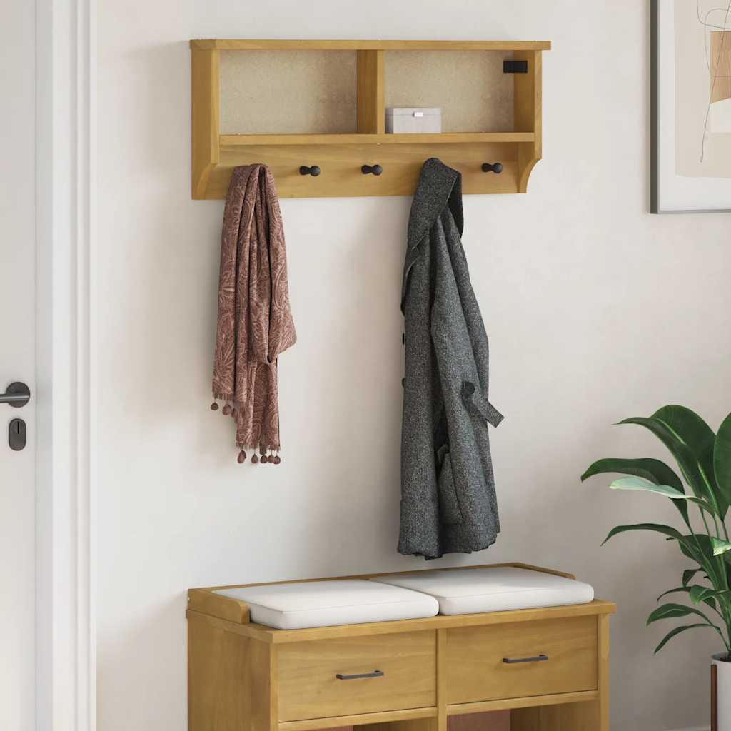 Vägghängd klädhängare SANDNES 87x12x35 cm massiv trä furu
