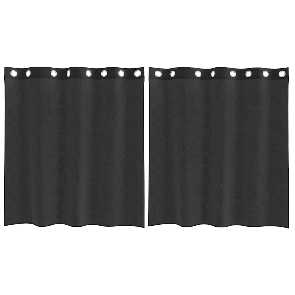 Voile gardiner med genomföringar 2 st svart 140x140 cm